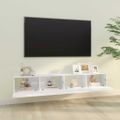vidaXL Nástenné TV skrinky 2 ks lesklé biele 100x30x30cm sprac. drevo