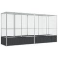 vidaXL Voliéra s nadstavcom strieborná 418,5x107x212 cm oceľ