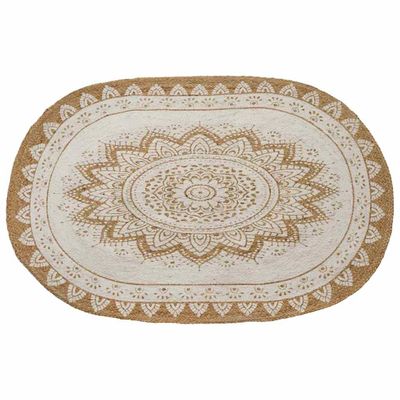 vidaXL Kusové koberce Prírodná s bielym potlačou 122 x 183 cm Juta