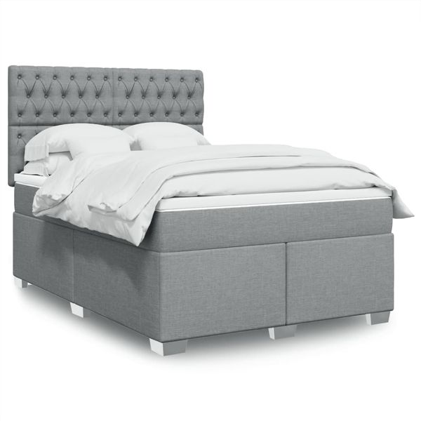 vidaXL Boxspring posteľ s matracom svetlosivá 100x200 cm látka