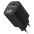 GEMBIRD Nabíjačka, USB-C, 60W, LCD, čierna