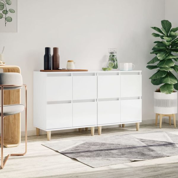 vidaXL Komody 2 ks lesklé biele 60x35x70 cm kompozitné drevo