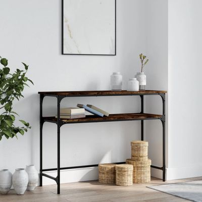 vidaXL Konzolový stolík dymový dub 100x35,5x75 cm kompozitné drevo