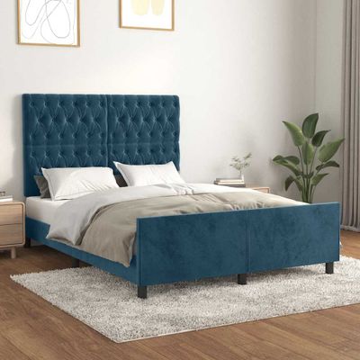 vidaXL Posteľ bez matraca tmavomodrý 140x200 cm zamat