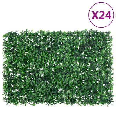 vidaXL Umelý plot z listových kríkov 24 ks zelený 40x60 cm