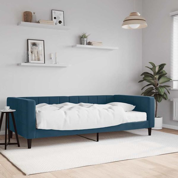 vidaXL Denná posteľ s matracom modrá 100x200 cm zamat