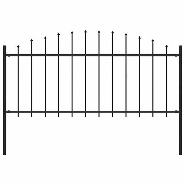 vidaXL Záhradný plot Woerden s vrchnou časťou v tvare oštepu, oceľový 170x75 cm, čierny