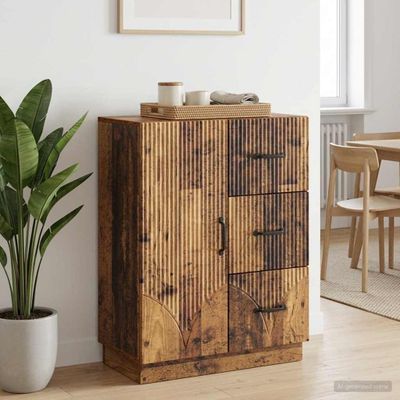 vidaXL Servírovacia skriňa so zásuvkou Staré drevo 66 x 34,5 x 87 cm