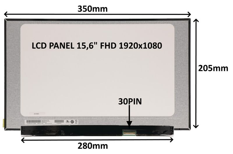 LCD PANEL 15,6'' FHD 1920x1080 30PIN MATNÝ IPS / BEZ ÚCHYTOV