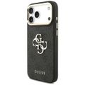 Guess Case 4G PU Leather Case Big 4G And Classic Logo With Big 4G PU Nylon Strap And Metal Camera And Buttons For iPhone 17 Pro Max Black