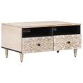vidaXL Konferenčný stolík Biela 80 x 54 x 40 cm Masívne mango drevo