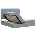 vidaXL LED úložná posteľ s matracom Svetlosivá 200 x 200 cm Látka