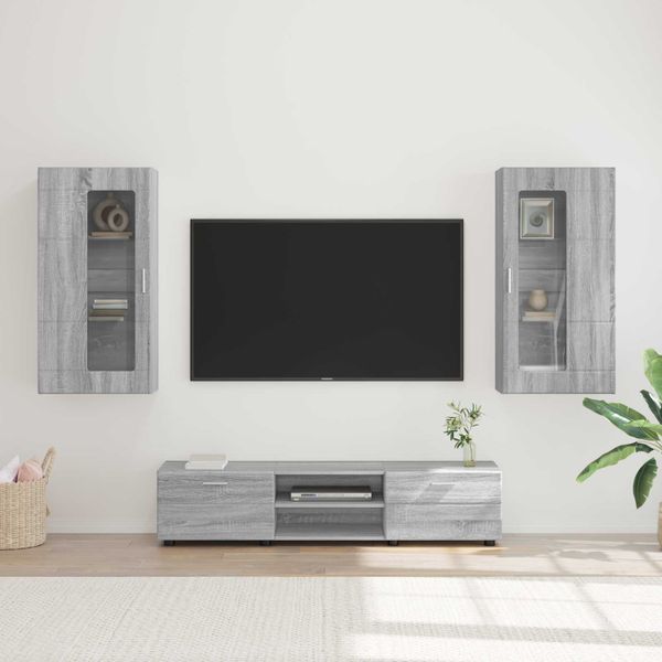 vidaXL Zostava TV skriniek FLORIN 3 pcs Sivý Sonoma Kompozitné drevo