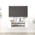 vidaXL Závesná TV skrinka, lesklá biela 100x30x26,5cm kompozitné drevo