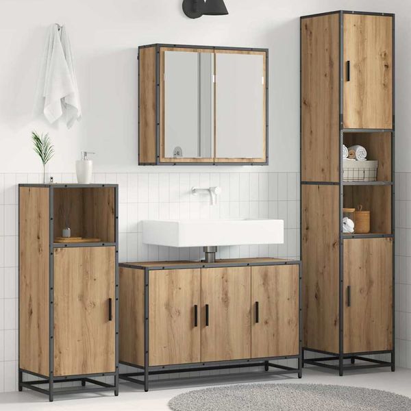 vidaXL Sada kúpeľňového nábytku 4 pcs Remeselný dub Kompozitné drevo