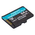 Kingston memory card 64GB microSDXC Canvas Go Plus Gen4 200MB/s A2 U3 V30 + adapter