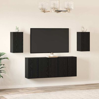 vidaXL Zostava TV skriniek Nástenný 7 pcs Čierny dub 30,5 x 30 x 60 cm