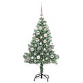 vidaXL Umelý vianočný stromček, snehom obalený, s LED svetlom 120 cm