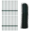 vidaXL Hexagonálny plot s stĺpom 50 x 0,5 m PVC potiahnutá oceľ Zelená