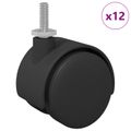 vidaXL Kolieska 12 ks Čierna 40,1 x 37,8 mm PP a železo