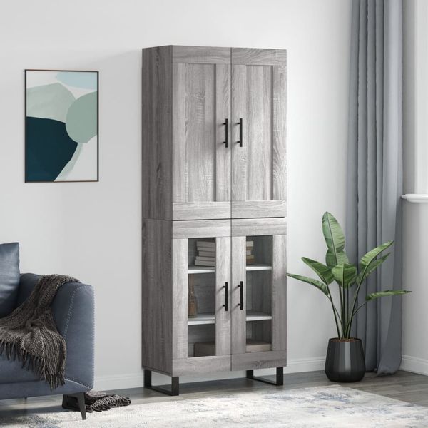 vidaXL Vysoká skrinka sivý dub sonoma 69,5x34x180 cm spracované drevo