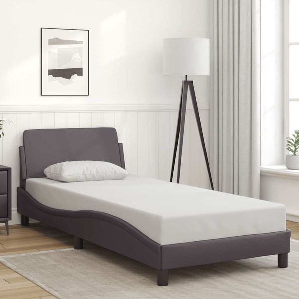 vidaXL Rám postele Dover sivý 90x190 cm umelá koža
