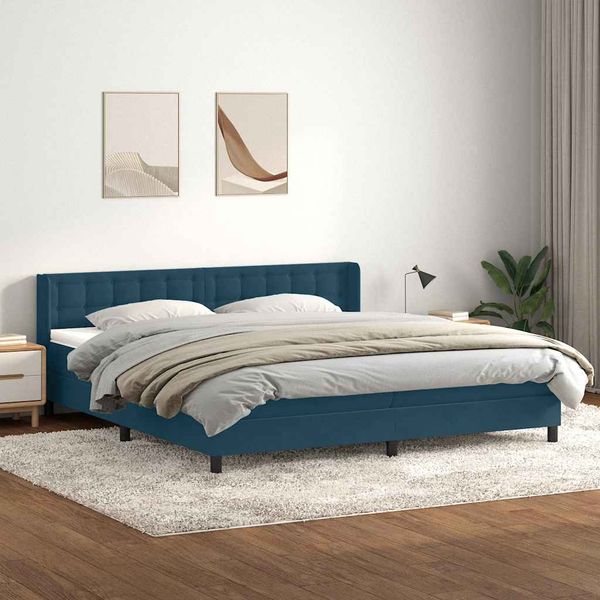 vidaXL Box Spring Posteľ s matracom Tmavomodrá 200x220 cm Zamat