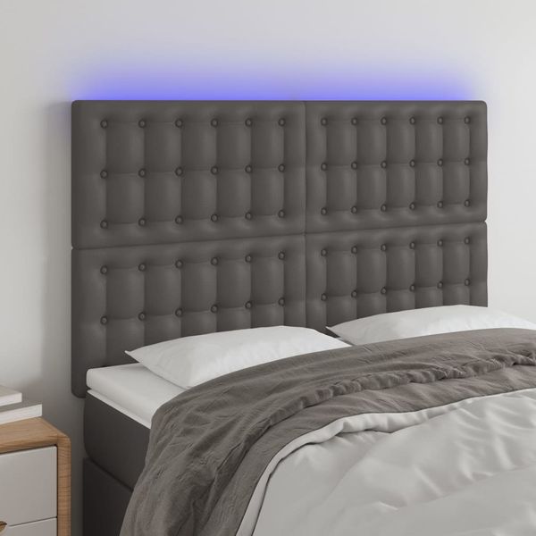 VidaXL Čelo postele sivé 144x5x118/128 cm umelá koža