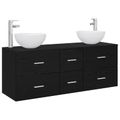 vidaXL Set kabinetov do kúpeľne 3 ks Čierny dub 49,5 x 41 x 64,5 cm