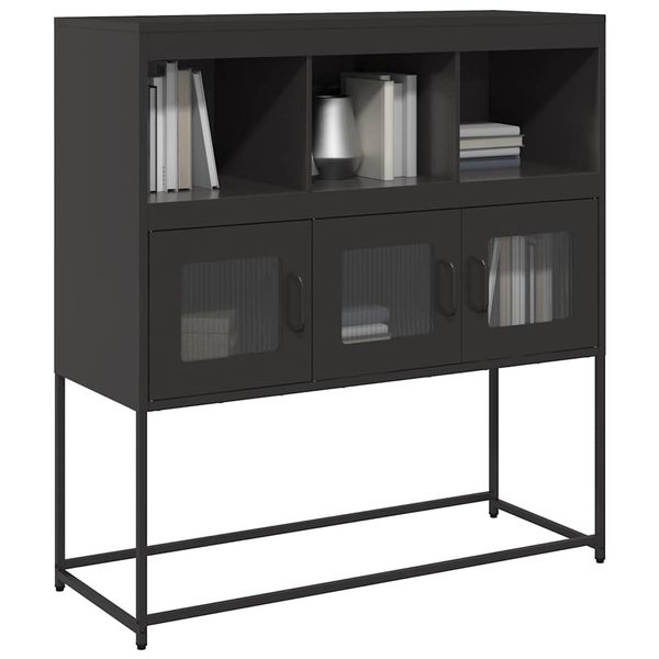 vidaXL Komoda čierna 100,5x39x107 cm oceľ valcovaná za studena