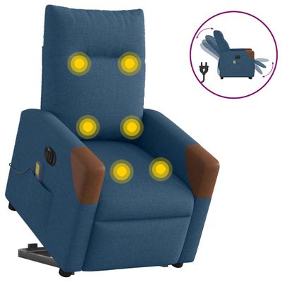 vidaXL Elektrické zdvíhacie masážne sklápacie kreslo modré látka