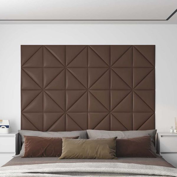 vidaXL Nástenné panely 12 ks hnedé 30x30 cm umelá koža 0,54 m²