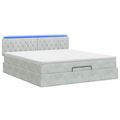 vidaXL Ottoman posteľ s matracom a LED Svetlosivá 140 x 190 cm Zamat