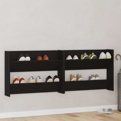 vidaXL Skriňa na topánky s poličkou 2 pcs Čierny dub 83 x 18 x 60 cm