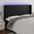 vidaXL Čelo postele s LED čierne 183x16x118/128 cm umelá koža