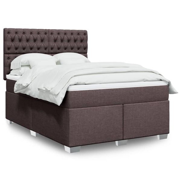 vidaXL Boxspring posteľ s matracom tmavohnedá 140x190 cm látka