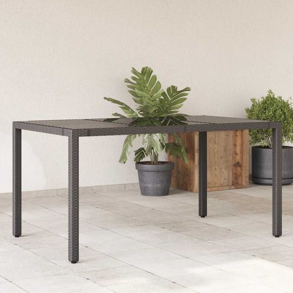 vidaXL Záhradný stôl so sklenenou doskou čierny 150x90x75 cm polyratan