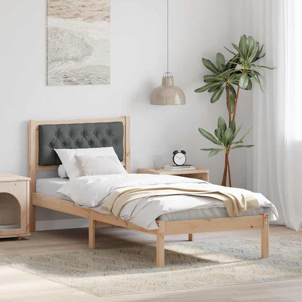 vidaXL Rám postele Tmavo šedá 90 x 190 cm Masívne borovicové drevo