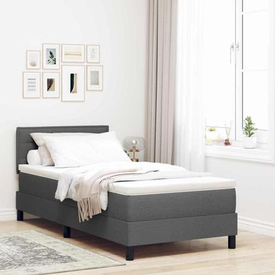 vidaXL Posteľ s pružinovým rámom Tmavo šedá 100 x 200 cm látka