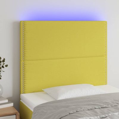 vidaXL Čelo postele s LED zelené 100x5x118/128 cm látka