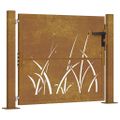 vidaXL Záhradná brána 100x100 cm, oceľ Corten, dizajn s trávou