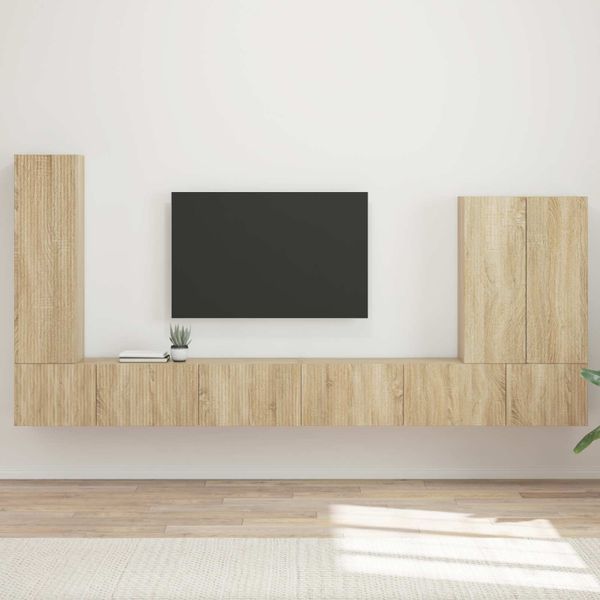 vidaXL Sada nástenného kabinetu na TV Nástenný 6 pcs Sonoma dub