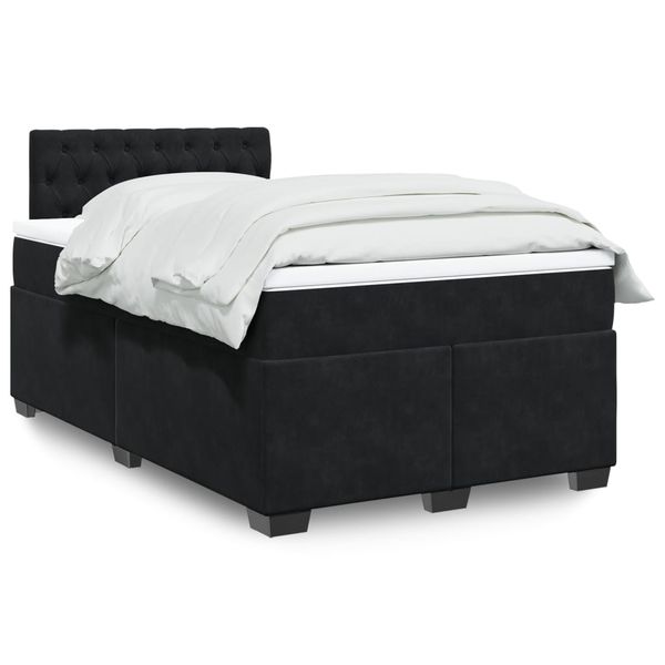 vidaXL Posteľný rám boxspring s matracom čierny 120x200 cm zamat