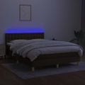 vidaXL Posteľ boxsping s matracom a LED tmavohnedá 140x200 cm látka