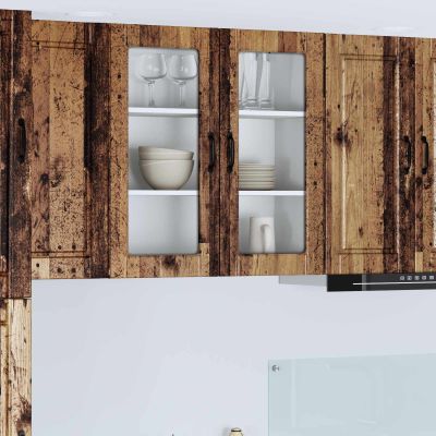 vidaXL Nástenný sklenený kabinet PORTO Staré drevo 80 x 31 x 80 cm