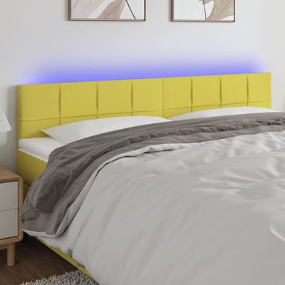 vidaXL Čelo postele s LED zelené 180x5x78/88 cm látka