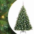 vidaXL Umelý vianočný stromček s 300 LED-i Zelená 180 cm PE a PVC