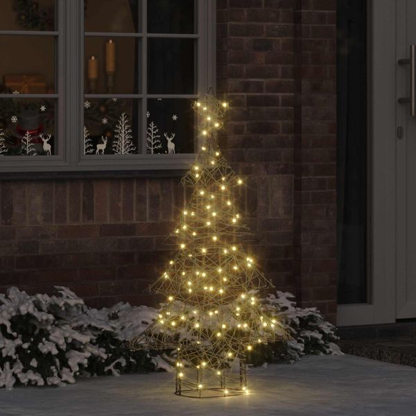 vidaXL Vianočný stromček s 120 LED-i Teplá biela 150 cm Ratan