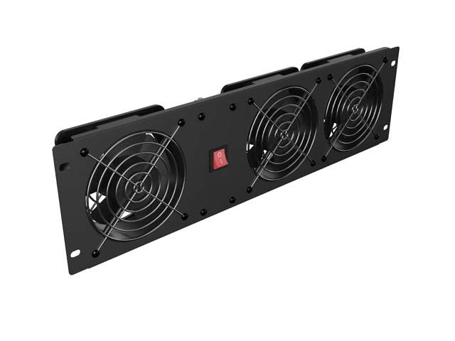 Vertikálny ventilačný panel 19'' 3U pro rack tri ventilátory 230V čierny lanberg