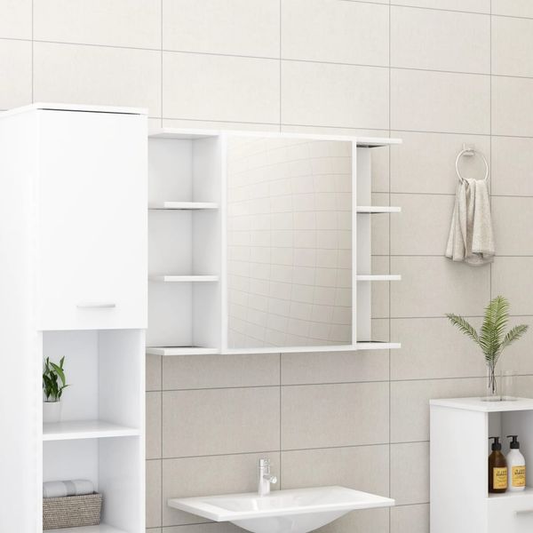 vidaXL Skrinka so zrkadlom, biela 80x20,5x64 cm, spracované drevo